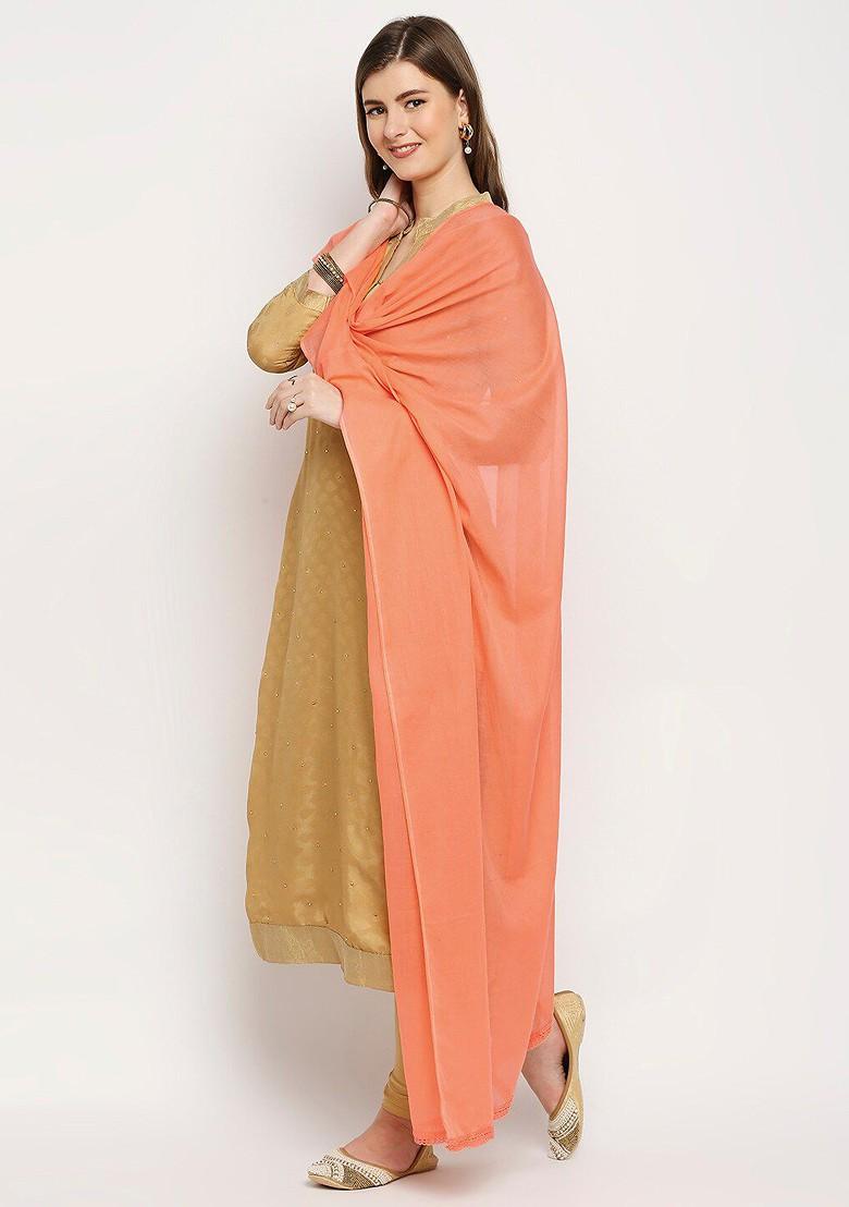 Peach Coloured Pure Cotton Dupatta