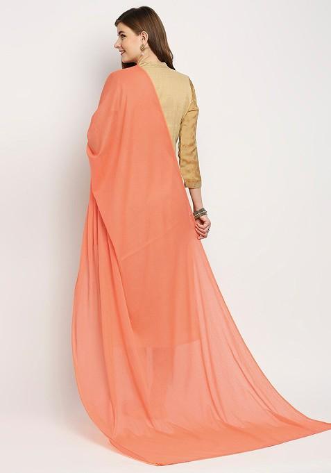 Peach Coloured Pure Cotton Dupatta