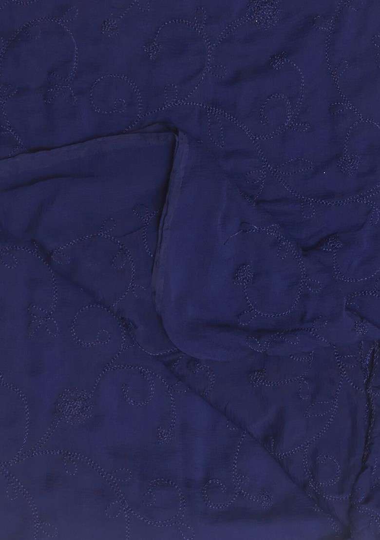 Navy Blue Embroidered Dupatta - Indya