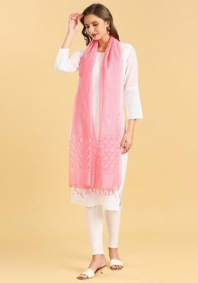 Striped Tasselled Organza Dupatta