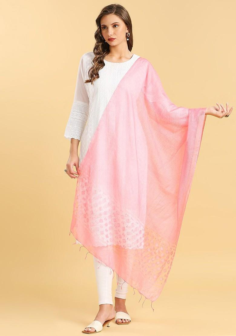 Striped Tasselled Organza Dupatta