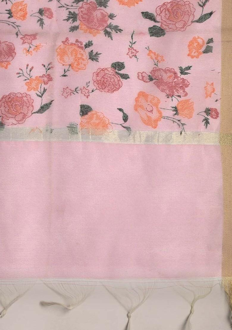 Women Pink And Orange Printed Dupatta