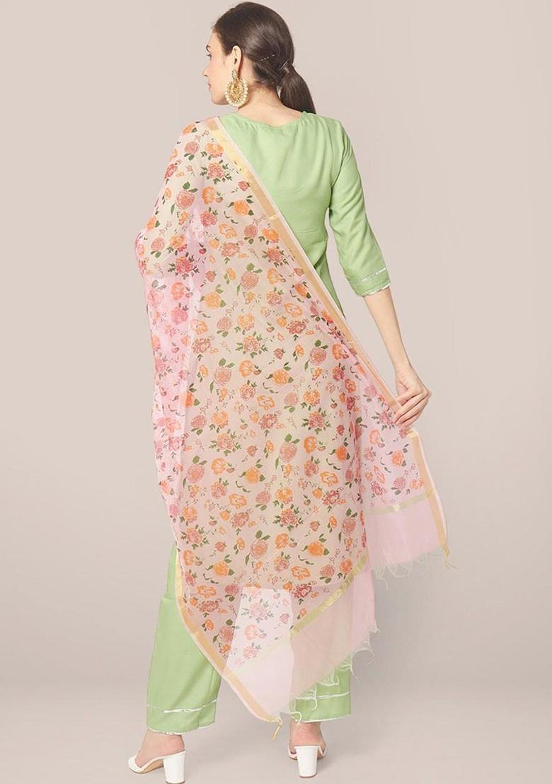 Women Pink And Orange Printed Dupatta