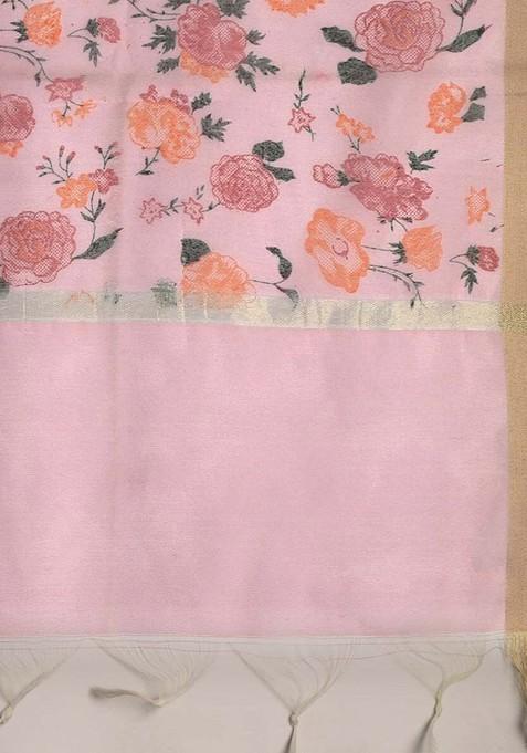 Women Pink And Orange Printed Dupatta