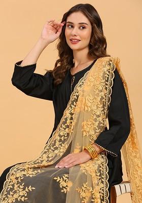 Floral Embroidered Net Dupatta