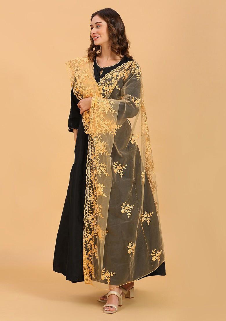 Floral Embroidered Net Dupatta