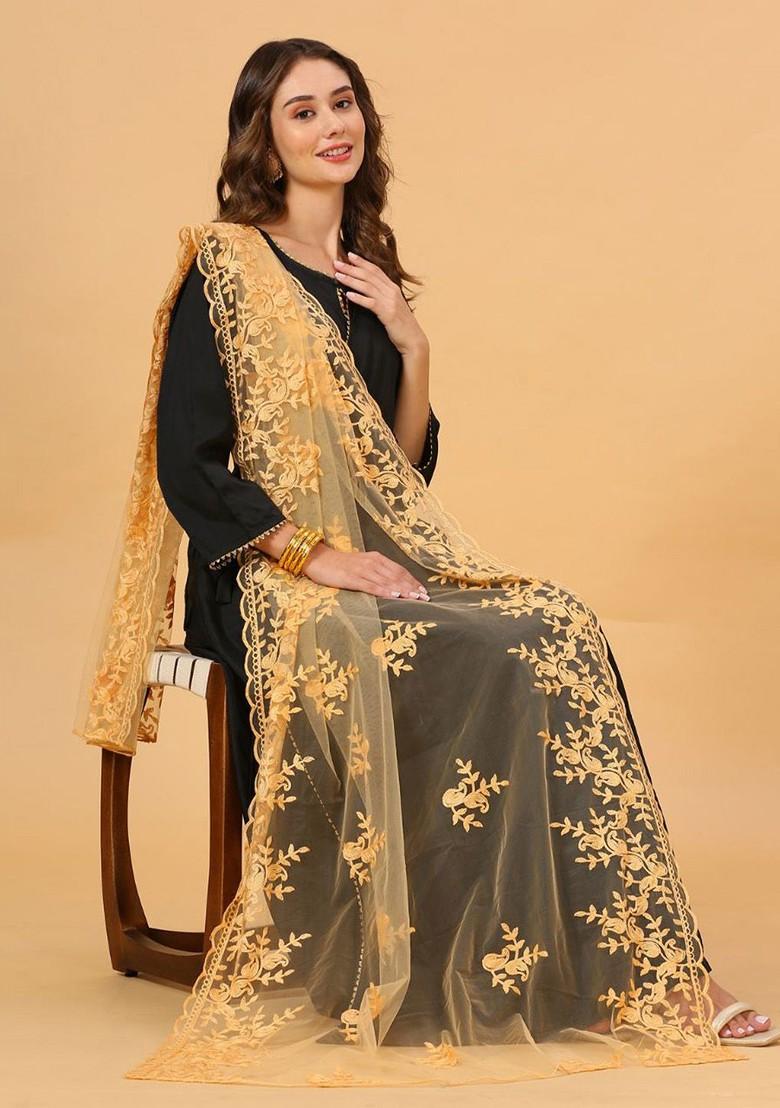 Floral Embroidered Net Dupatta