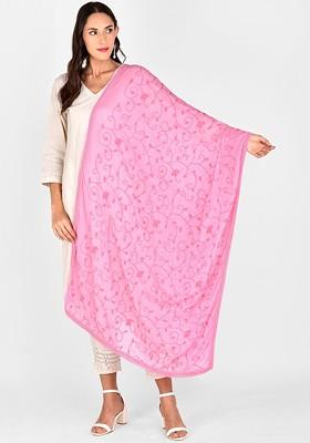 Pink Embroidered Dupatta