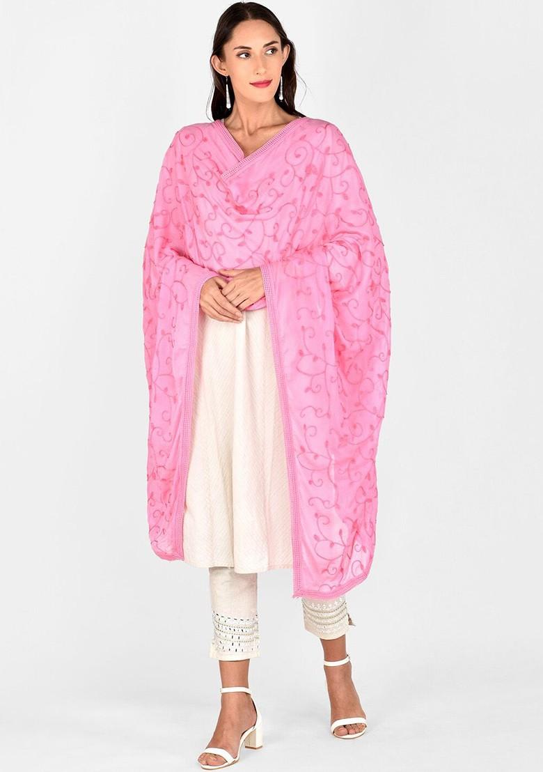 Pink Embroidered Dupatta