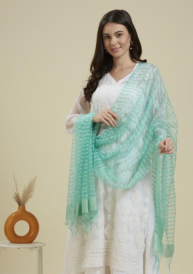 Woven Design Organza Dupatta With Zari