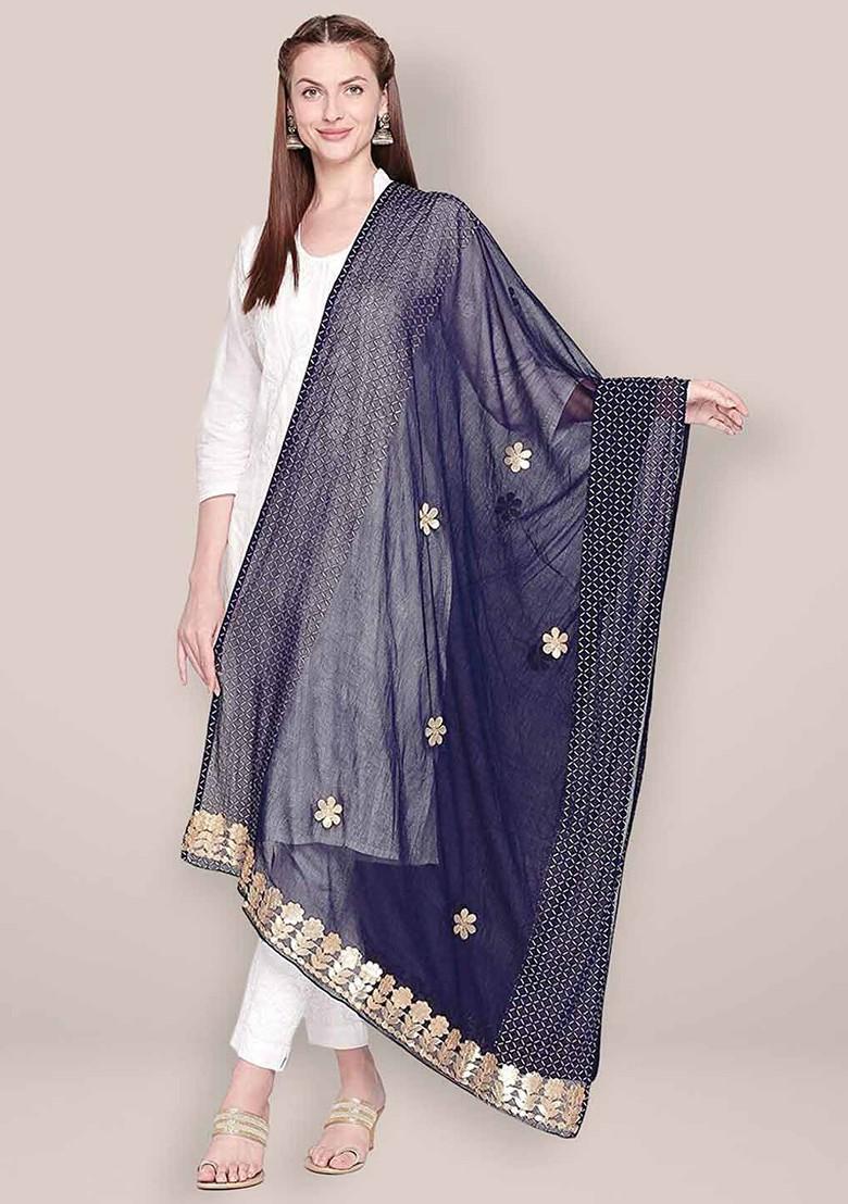 Embroidered Dupatta With Gotta Patti