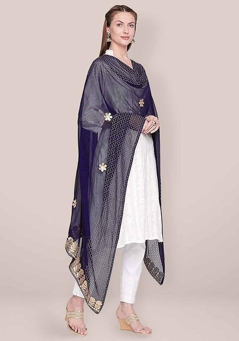 Embroidered Dupatta With Gotta Patti