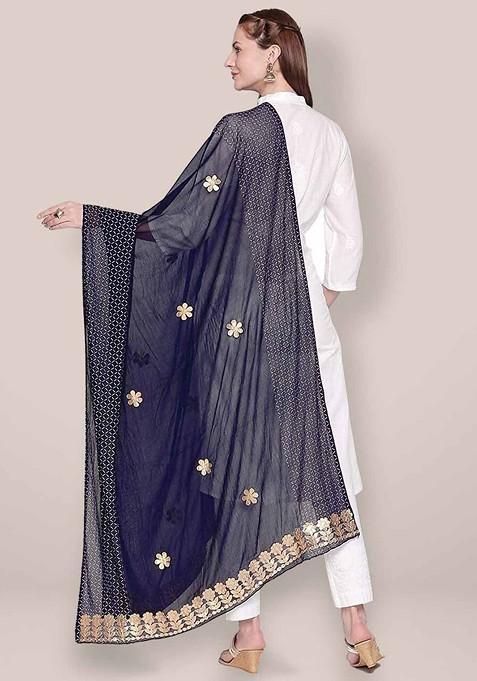 Embroidered Dupatta With Gotta Patti
