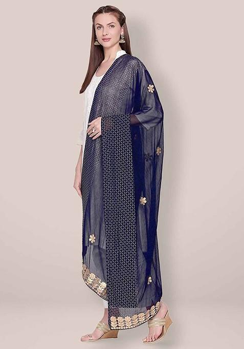 Embroidered Dupatta With Gotta Patti