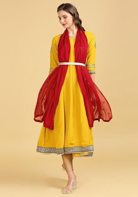 Floral Embroidered Sequinned Chiffon Dupatta