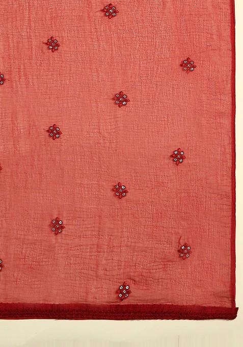 Floral Embroidered Sequinned Chiffon Dupatta