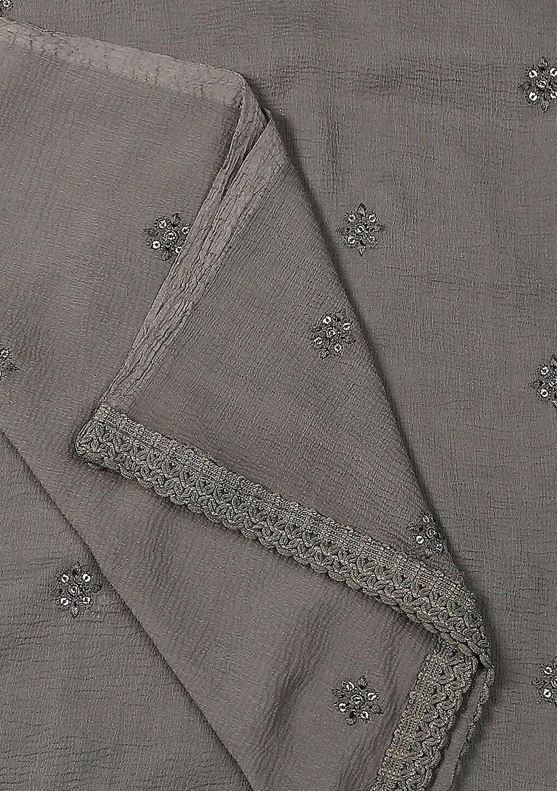 Floral Embroidered Sequinned Dupatta