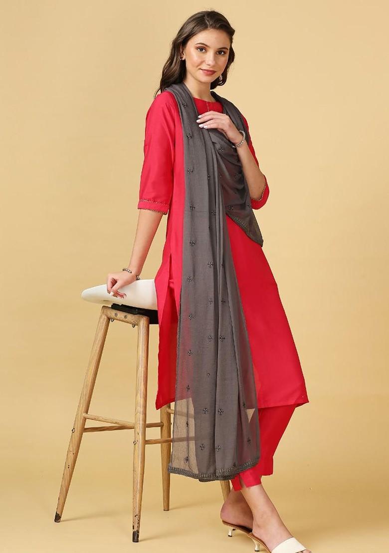 Floral Embroidered Sequinned Dupatta