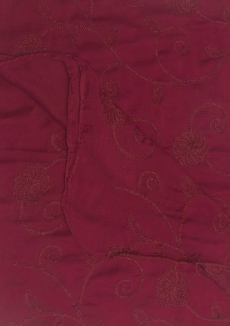 Burgundy Embroidered Dupatta