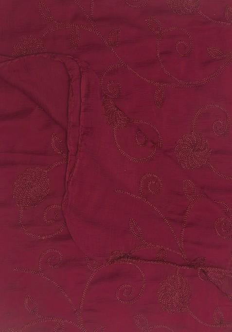 Burgundy Embroidered Dupatta