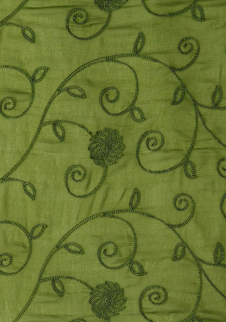 Olive Green Embroidered Dupatta