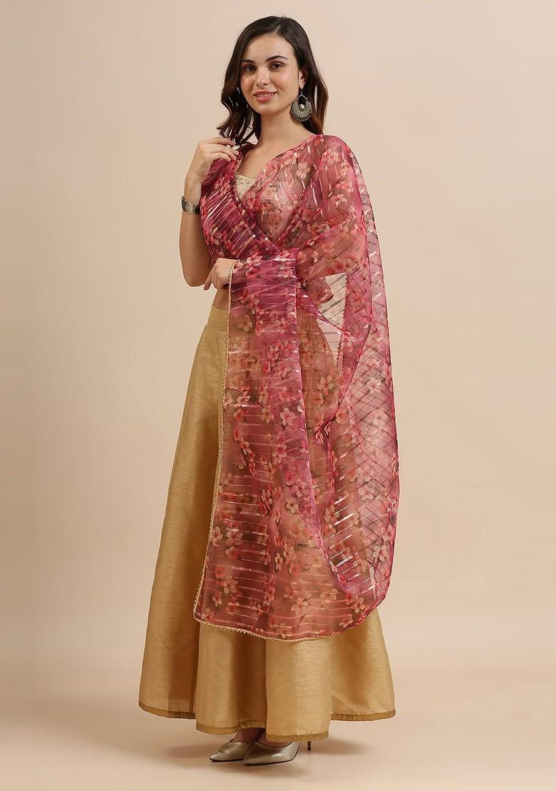 Floral Printed Organza Dupatta