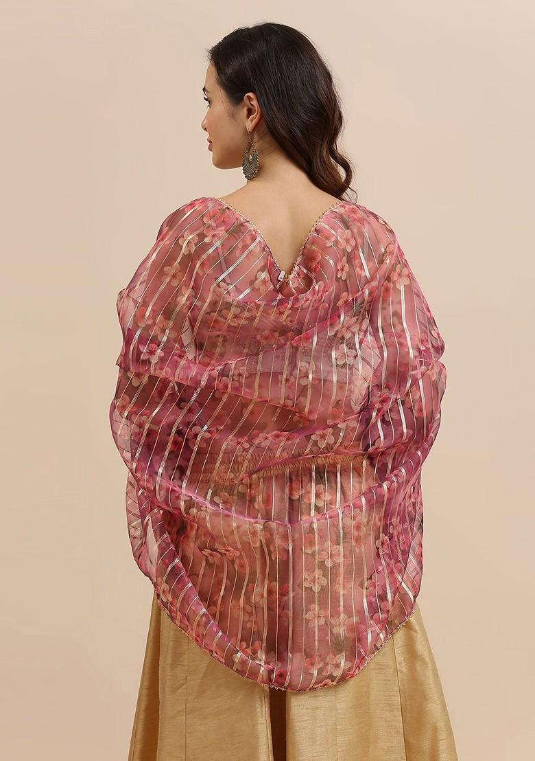 Floral Printed Organza Dupatta