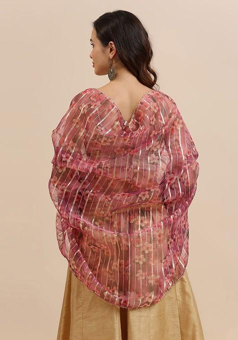 Floral Printed Organza Dupatta