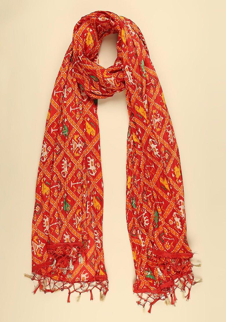 Red And Green Printed Dupatta
