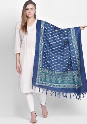 Blue And Green Printed Dupatta