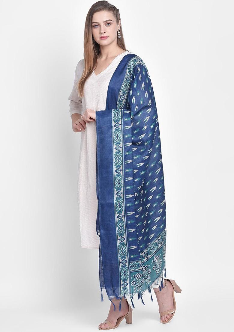 Blue And Green Printed Dupatta