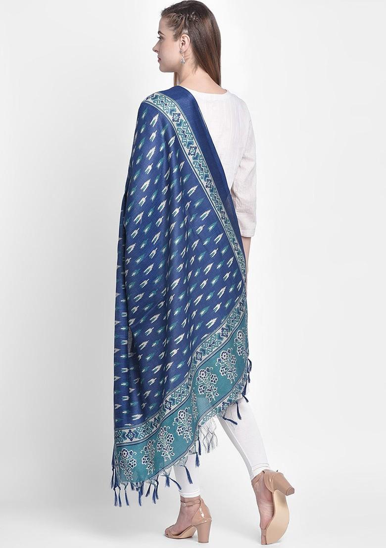 Blue And Green Printed Dupatta