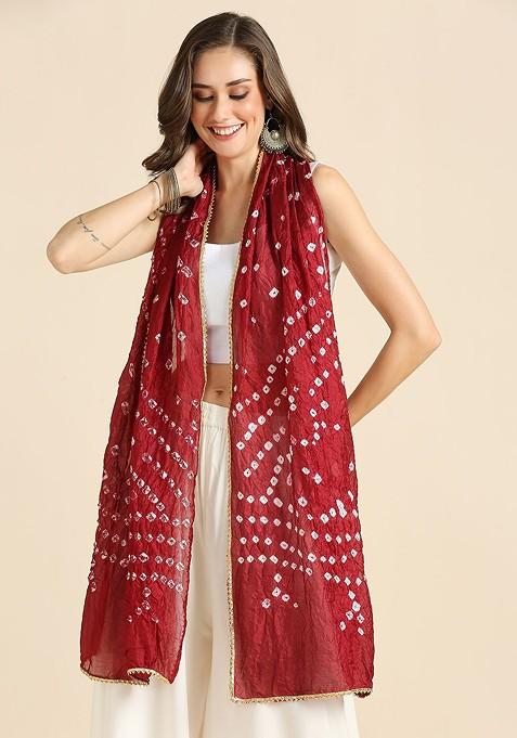 Women Embellished Bandhini Printed Stole