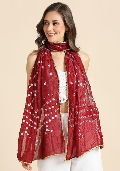 Women Embellished Bandhini Printed Stole