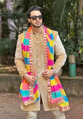 Striped Dupatta With Gotta Patti