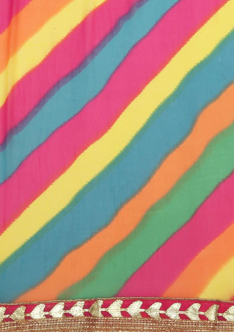 Striped Dupatta With Gotta Patti