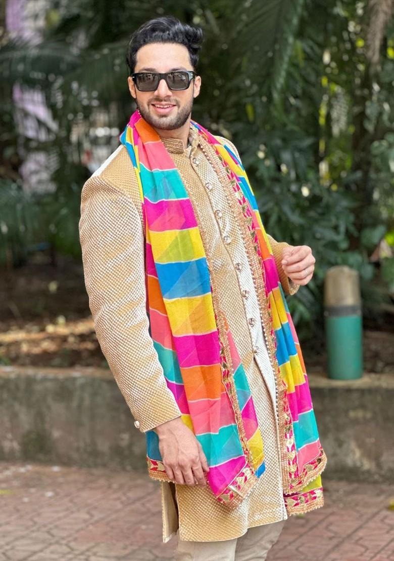 Striped Dupatta With Gotta Patti