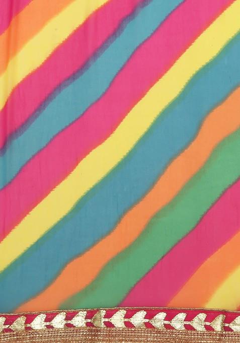 Striped Dupatta With Gotta Patti