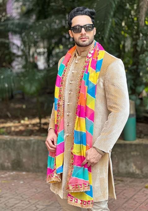 Striped Dupatta With Gotta Patti