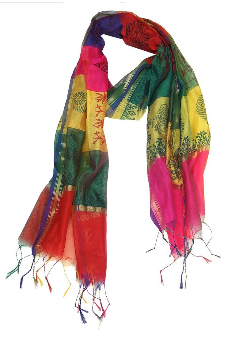 Multicoloured Printed Art Silk Dupatta