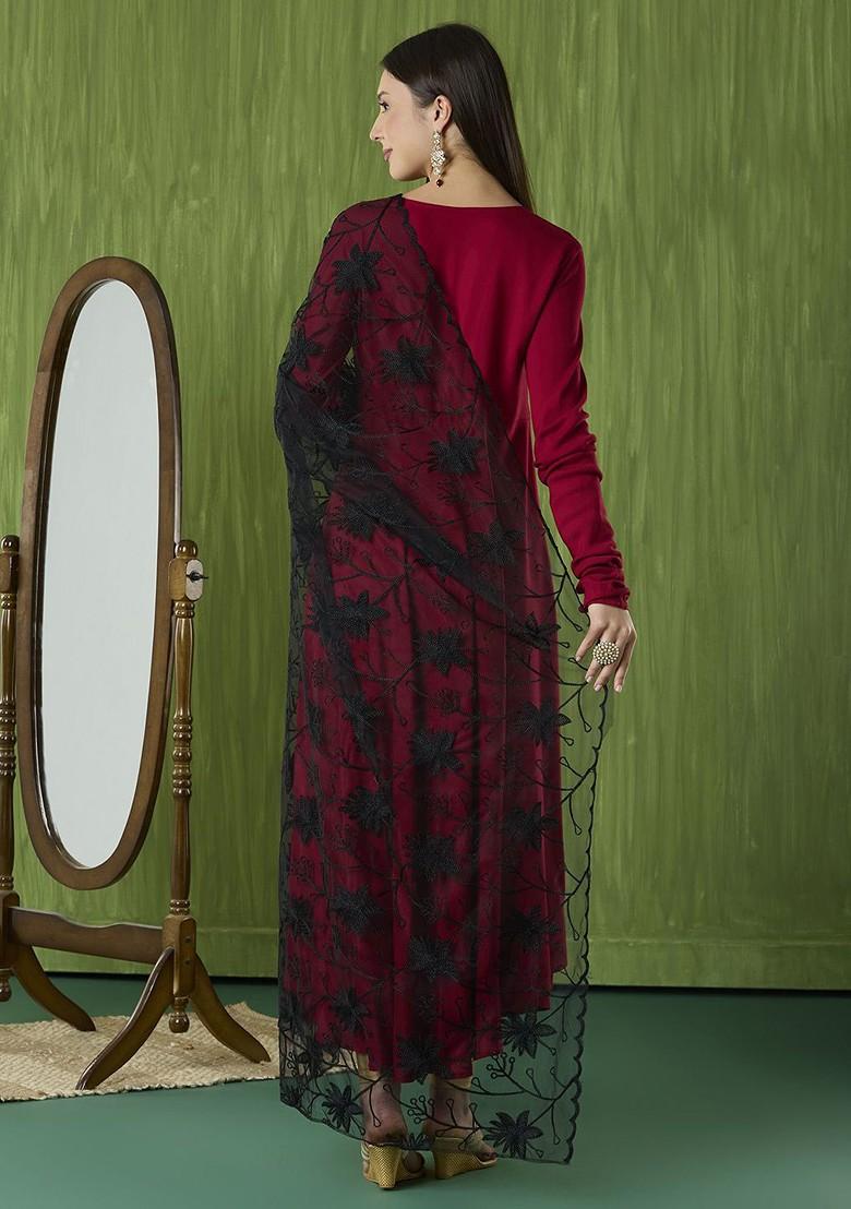 Embroidered Dupatta With Thread Work