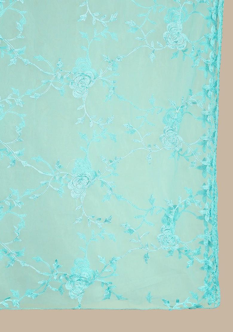 Floral Embroidered Net Dupatta