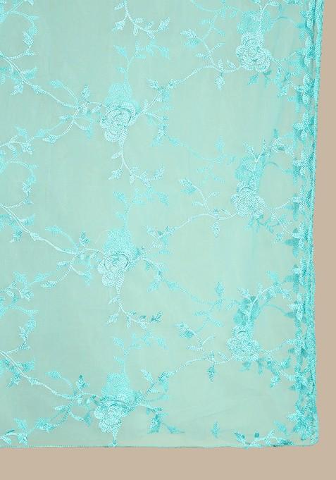 Floral Embroidered Net Dupatta