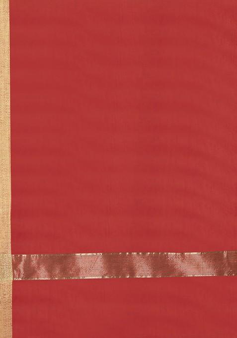 Red And Gold Toned Solid Dupatta