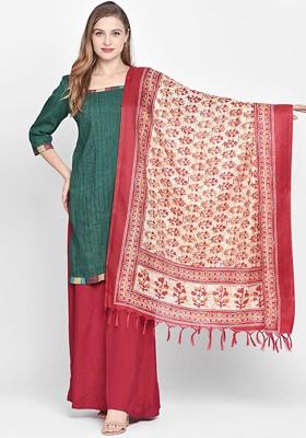 Red And Cream Coloured Printed Dupatta