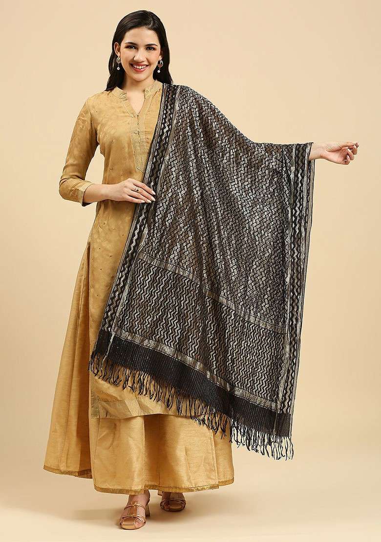 Ethnic Motifs Woven Design Dupatta - Indya
