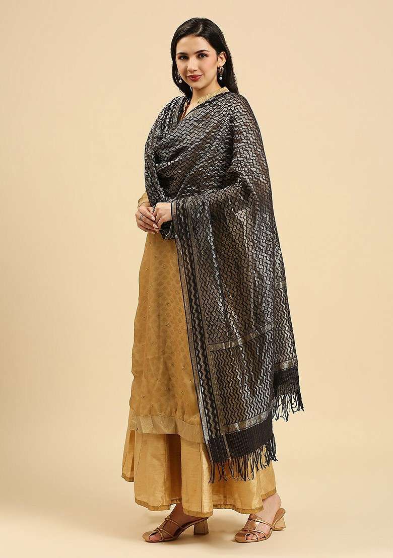 Ethnic Motifs Woven Design Dupatta - Indya