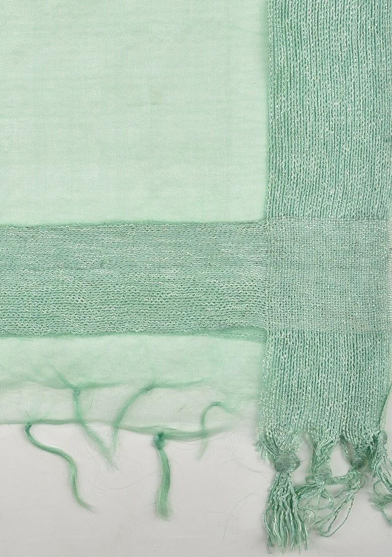 Sea Green Solid Organza Dupatta