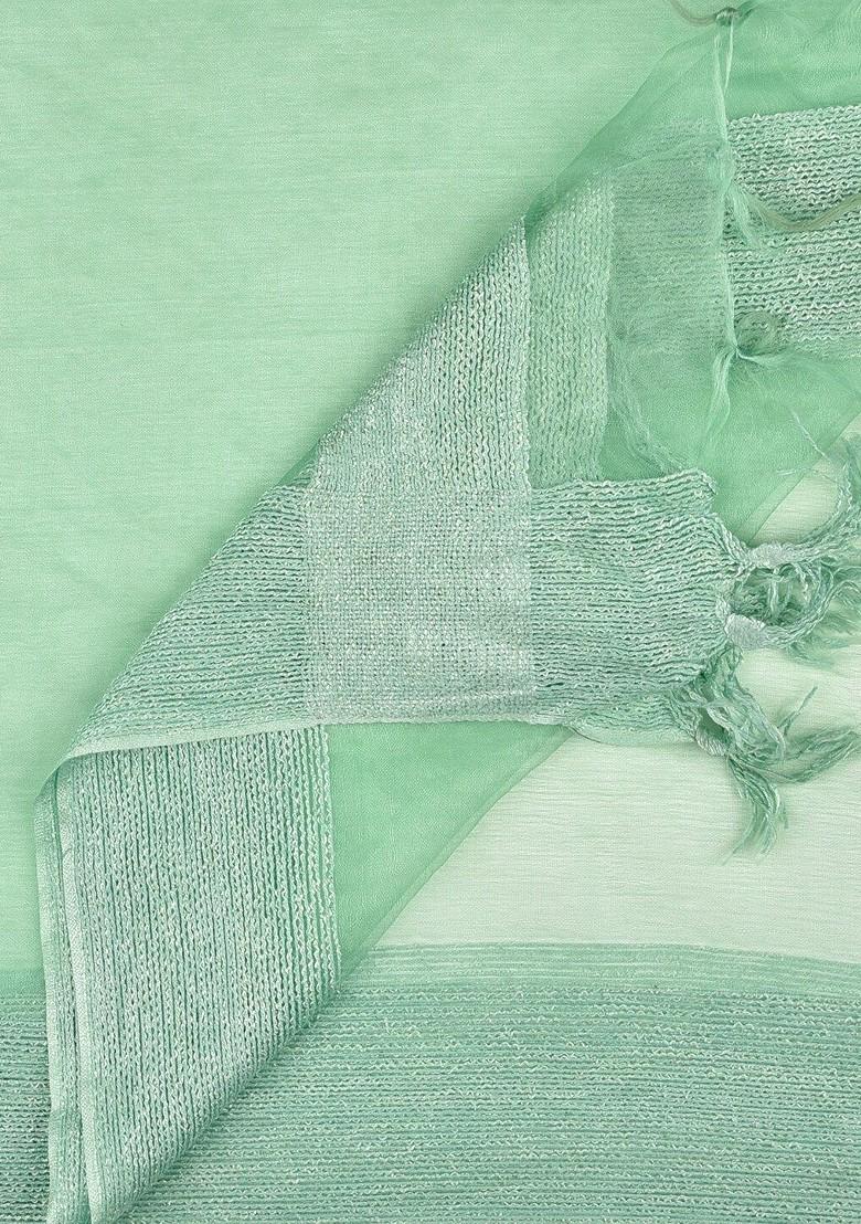 Sea Green Solid Organza Dupatta