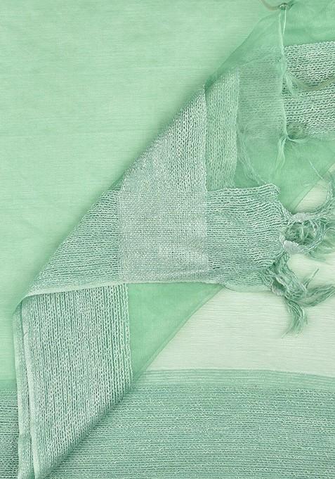 Sea Green Solid Organza Dupatta